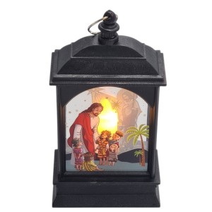 „Lampion Adwentowy z Jezusem i Dziećmi – Dekoracja Świąteczna LED