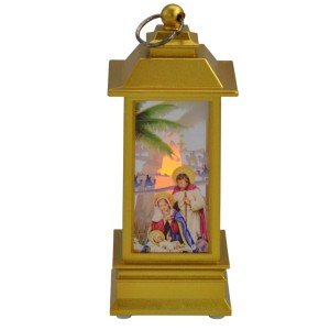 Lampion adwentowy roratni złoty ze Świętą Rodziną