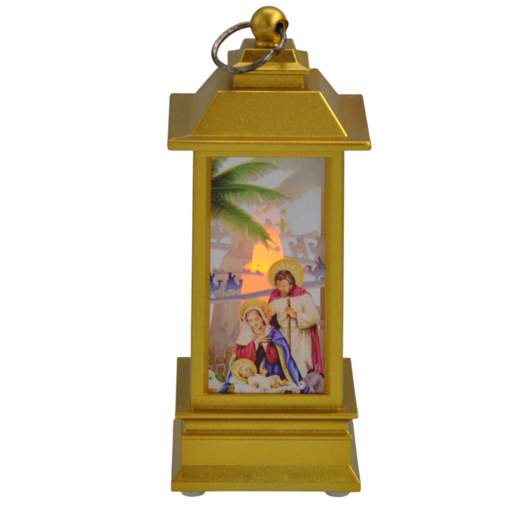 Lampion adwentowy roratni złoty ze Świętą Rodziną