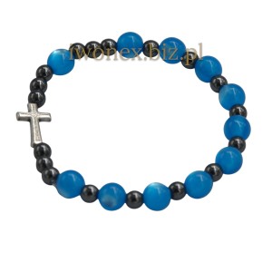 Bransoletka -Różaniec na Gumce Ciemno- Niebieska