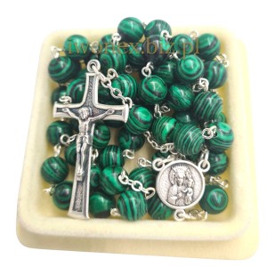 Różaniec z Kamienia Jubilerskiego Malachit - Naturalny Kamień iwonex.biz.p