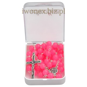 Różaniec z kamienia chalcedon różowy