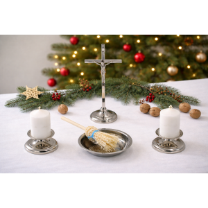 Zestaw kolędowy na kolędę – miseczka, kropidło, świeczki