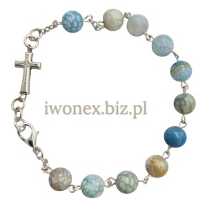 Bransoletka Różaniec Agat  Smocze Żyły Niebieski
