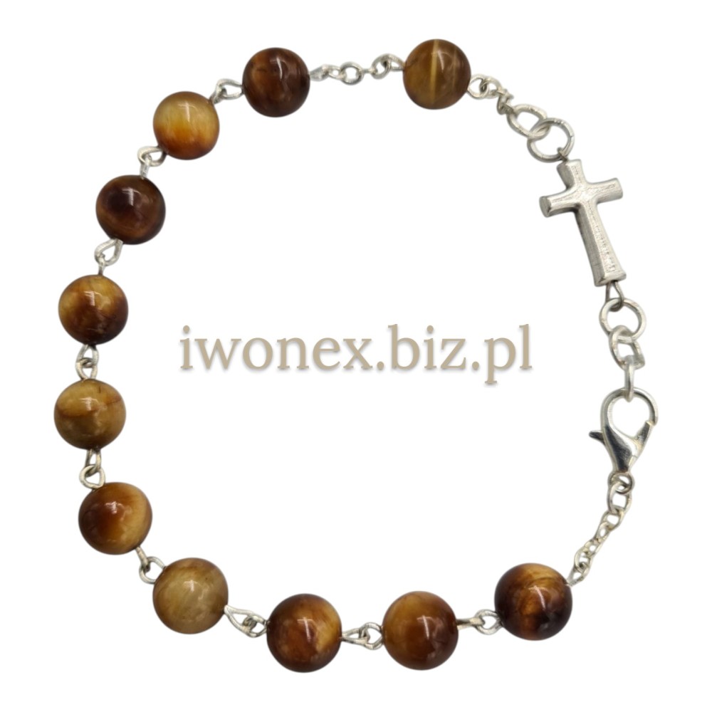 Bransoletka Różaniec Tygrysie Oko Pomarańczowe