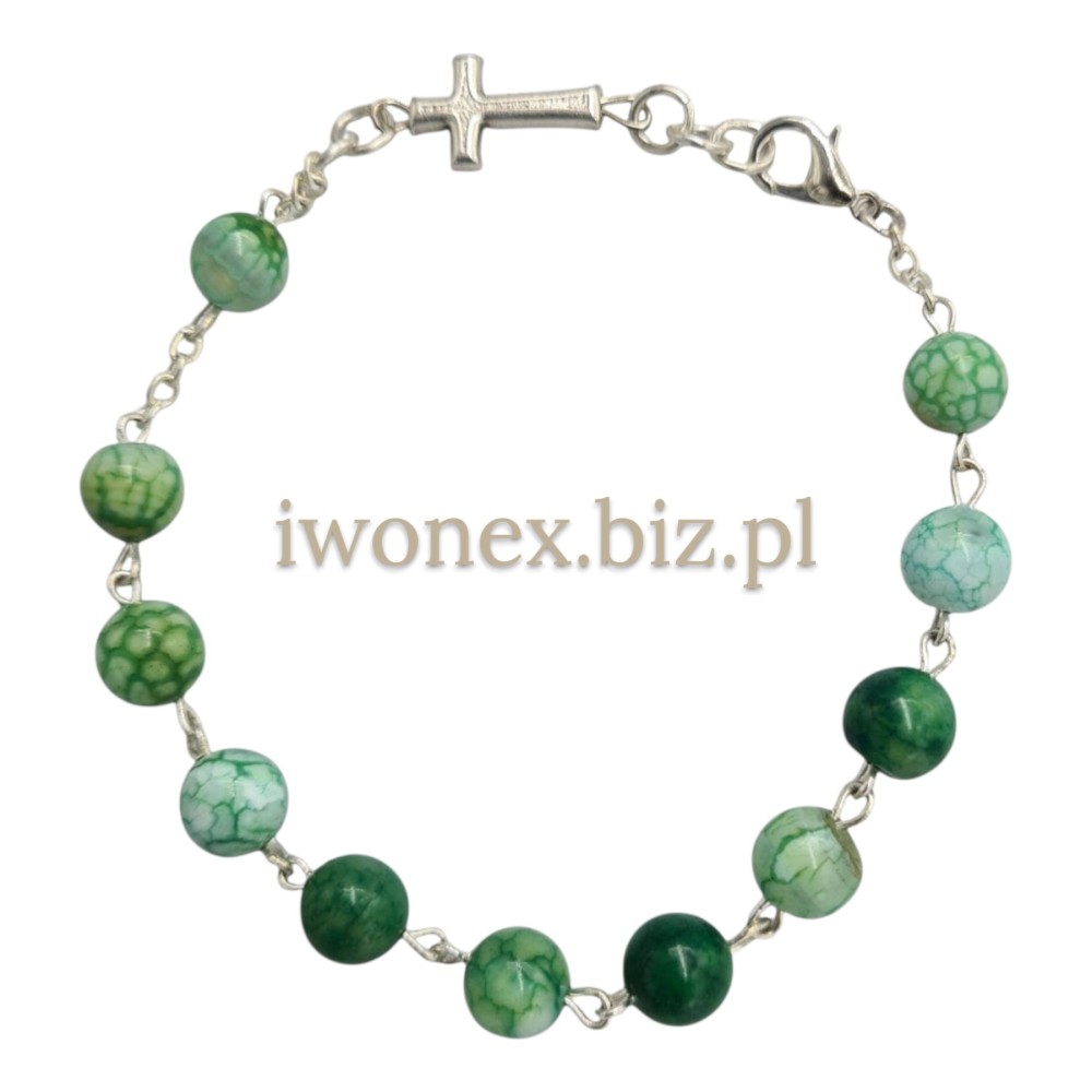 Bransoletka Różaniec Agat  Smocze Żyły Zielony