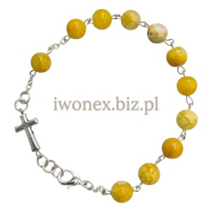 Bransoletka Różaniec Agat  Smocze Żyły Żółty
