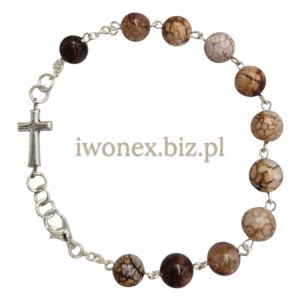 Bransoletka Różaniec Agat  Smocze Żyły Kawowy