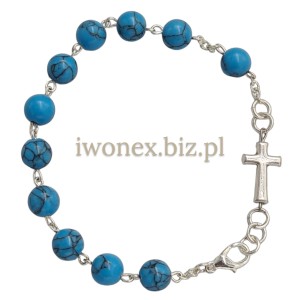 Bransoletka Różańca z Kamienia Turkus Niebieski iwonex.biz.pl