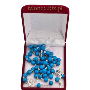 Różaniec srebrny z błękitnym tygrysim okiem – duchowy styl