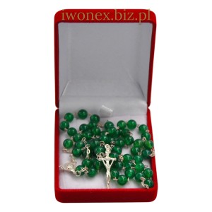 Różaniec z Kamienia Jubilerskiego Agat Zielony na srebrze - Sklep iwonex.biz.pl