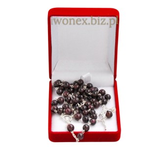 Różaniec z Kamienia Jubilerskiego granat na srebrze - Sklep iwonex.biz.pl