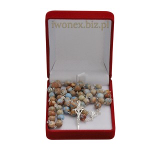 Różaniec z Kamienia Jubilerskiego Kamień Cesarski Jasnoniebieski na srebrze - Sklep iwonex.biz.pl