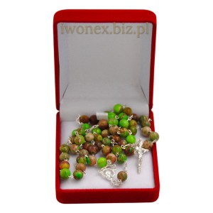 Różaniec z Kamienia Jubilerskiego Kamień Cesarski Jasnozielony na srebrze - Sklep iwonex.biz.pl