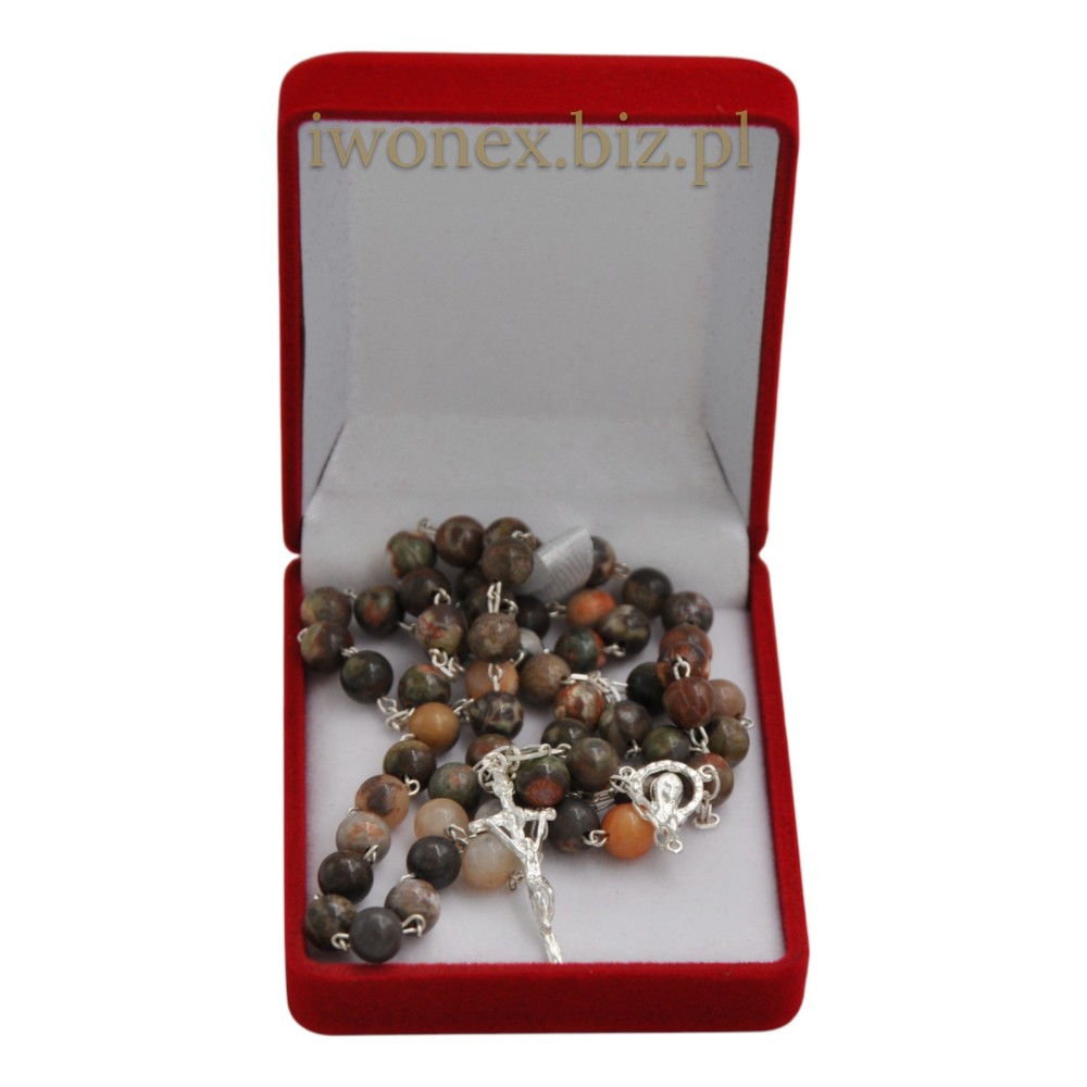 Różaniec z agatu krajobrazowego – naturalny kamień | iwonex.biz.pl