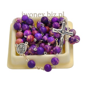 Różaniec z kamienia cesarskiego purpurowego – naturalne kamienie | iwonex.biz.pl