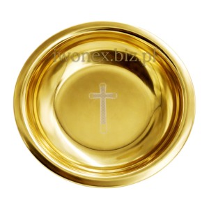Miseczka na wodę święconą w kolorze złotym ze stali nierdzewnej