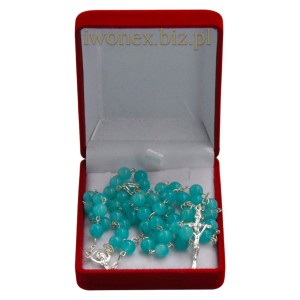 Różaniec z Kamienia Jubilerskiego Amazonit na srebrze - Sklep iwonex.biz.pl