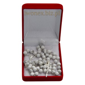 Różaniec srebrny z białym turkusem – idealny prezent dla duszy