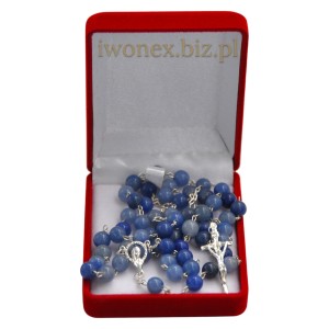 Różaniec z Kamienia Jubilerskiego Awenturyn Niebieski na srebrze - Sklep iwonex.biz.pl