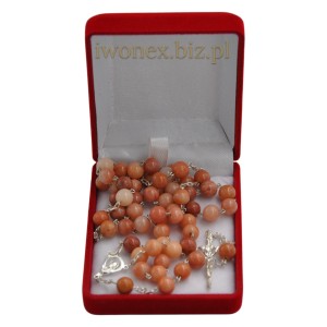 Różaniec z Kamienia Jubilerskiego Awenturyn Różowy na srebrze - Sklep iwonex.biz.pl