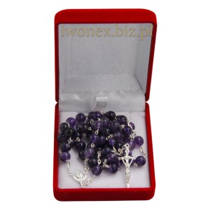 Różaniec z Kamienia Jubilerskiego Ametyst na srebrze - Sklep iwonex.biz.pl