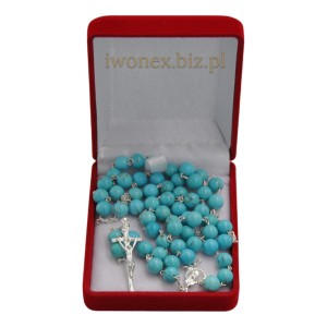 Różaniec srebrny z białym turkusem – idealny prezent dla duszy