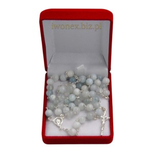 Różaniec z Kamienia Jubilerskiego Akwamaryn na srebrze - Sklep iwonex.biz.pl