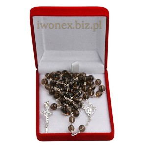 Różaniec z Kamienia Jubilerskiego Kwarc Dymny na srebrze - Sklep iwonex.biz.pl