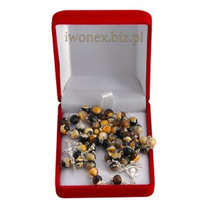 Różaniec z Kamienia Jubilerskiego Agat Ognisty Żółty na srebrze - Sklep iwonex.biz.pl