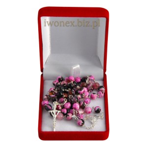 Różaniec z Kamienia Jubilerskiego Agat Ognisty Niebieski na srebrze - Sklep iwonex.biz.pl