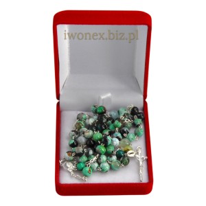 Różaniec z Kamienia Jubilerskiego Agat Ognisty Zielony na srebrze - Sklep iwonex.biz.pl