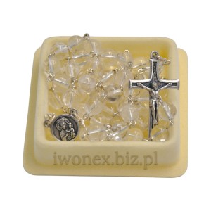 Różaniec z kamienia Kryształ Górski ręcznie wykonany