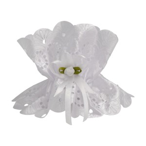 Ozdoba do świecy atławoaw z białą  różyczką i– chrzest, komunia