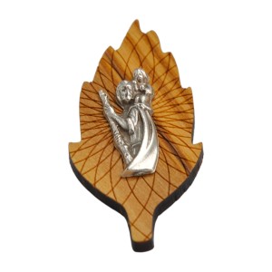 Plakietka Z Drewna Oliwnego Z Wizekunkiem Św. Krzysztofa