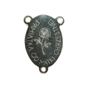 Pamiątkowy srebrny różaniec z perłą i grawerem