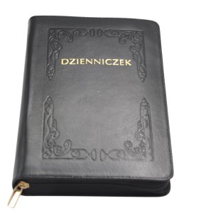 Dzienniczek św. s. Faustyny duży oprawa skóra czarna naturalna