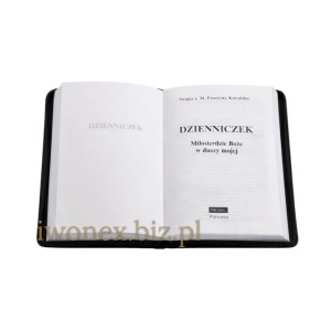 Dzienniczek św. s. Faustyny duży oprawa skóra czarna naturalna