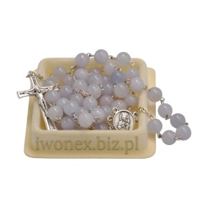 Różaniec z kamienia Akwamaryn Ręcznie wykonany