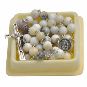 Różaniec Opal Biały 8 mm – kamień naturalny elegancki