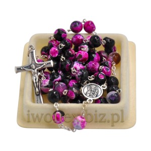 Różaniec z Kamienia Jubilerskiego I Naturalnego Agat Ognisty Różowy - Naturalny Kamień iwonex.biz.p