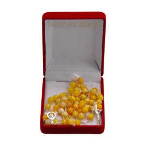 Różaniec ze srebrem kamień Smocze Żyły Żółty- ręcznie wykonany