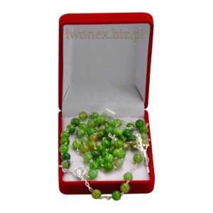 Różaniec ze srebrem kamień Smocze Żyły Zielony- ręcznie wykonany