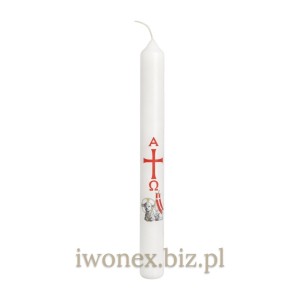 Gromnica Świeca Liturgiczna Biała Barankiem –  Do Kościoła i Domu