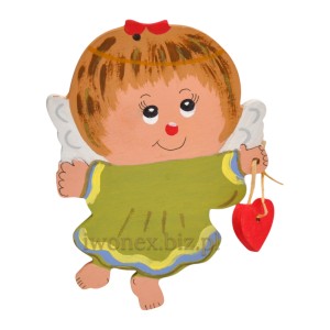 Aniołek drewniany ręcznie malowany zielona  sukienka ✨