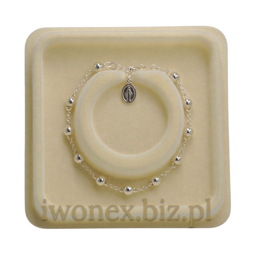 Srebrna bransoletka z wizerunkiem Matki Bożej Niepokalanej 925 regulowana