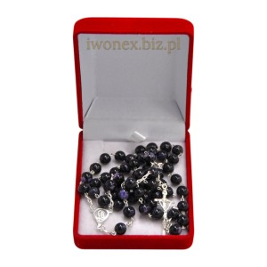 Różaniec ze Srebra 925 Jaspis Sansheng Purpurowy – Różaniec Katolicki z Kamieni Naturalnych