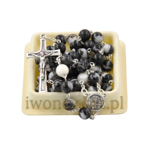 Różaniec z jaspisu zebra naturalnego 8 mm