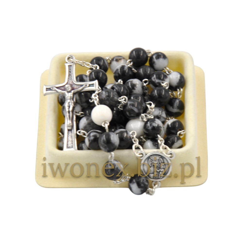 Różaniec z jaspisu zebra naturalnego 8 mm