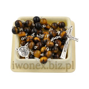 Różaniec z Tygrysiego Oka Naturalnego 8 mm